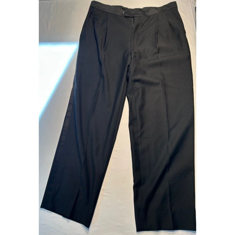 VTG Daniel Gray Men’s Black 100% Worsted Wool Tuxedo 43R Pants 35X30 Formal